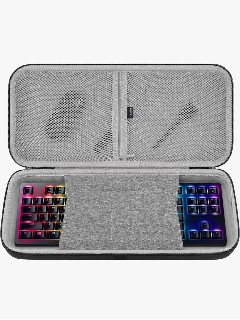 Portable Gray Travel Case for Compact RGB Mechanical Keyboard